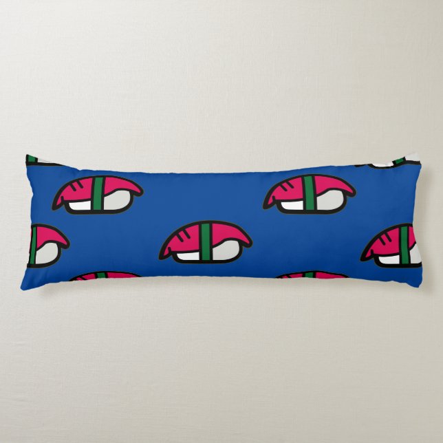 Tecknad Kawaii Sushi, Ris & Sjögräs Kroppskudde (Framsidan)