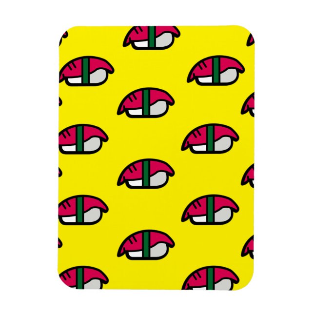 Tecknad Kawaii Sushi, Ris & Sjögräs Magnet (Vertikal)