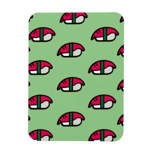 Tecknad Kawaii Sushi, Ris & Sjögräs Magnet
