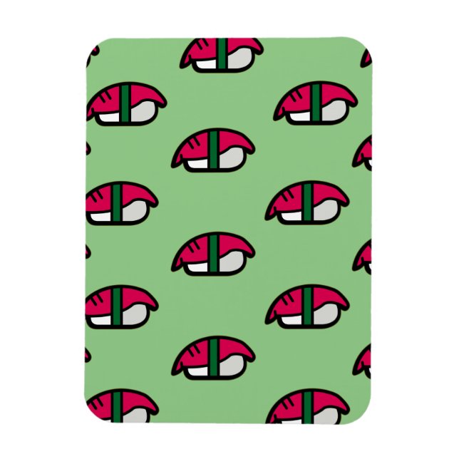 Tecknad Kawaii Sushi, Ris & Sjögräs Magnet (Vertikal)