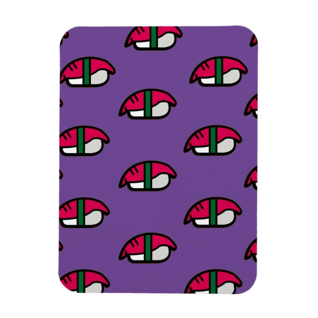 Tecknad Kawaii Sushi, Ris & Sjögräs Magnet (Vertikal)