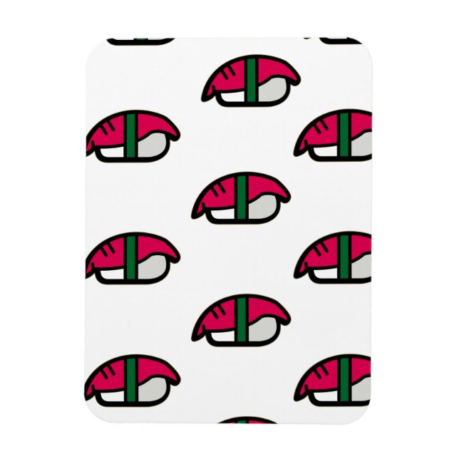 Tecknad Kawaii Sushi, Ris & Sjögräs Magnet (Vertikal)