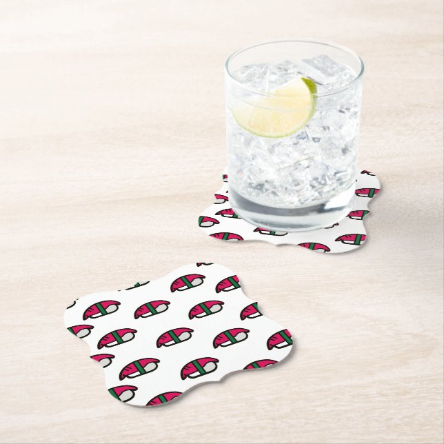 Tecknad Kawaii Sushi, Ris & Sjögräs Underlägg Papper (Insitu)