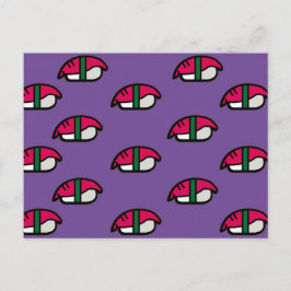 Tecknad Kawaii Sushi, vykort för fisk och Ris och 