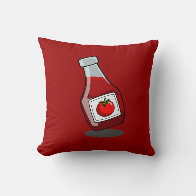 Tecknad Ketchup Flaska Kudde (Framsida)