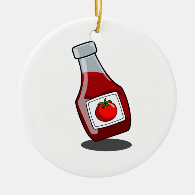 Tecknad Ketchup Flaska Ornament (Framsidan)