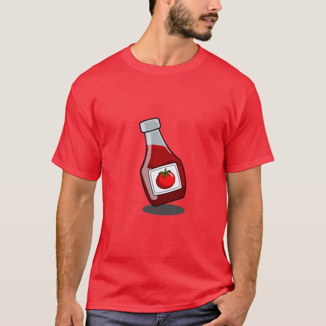 Tecknad Ketchup Flaska Shirt Tee Shirt (Framsida)