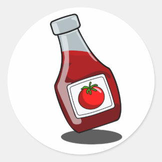 Tecknad Ketchup Flaska Sticker Runt Klistermärke