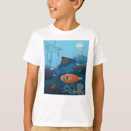 Tecknad Kid i undervattensutforskningar Undersea W T Shirt