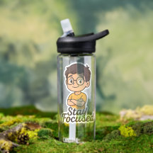 Tecknad Kid Sticker med glasögon - "Håll fokus