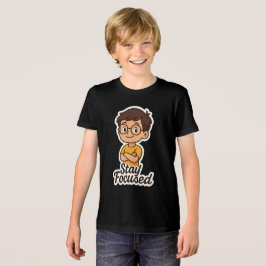Tecknad Kid Sticker med glasögon - "Håll fokus T Shirt