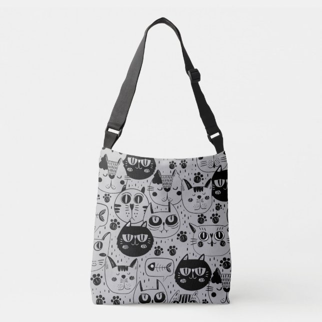 Tecknad Kitten Ansikte Tote Bag Axelväska (Framsida)