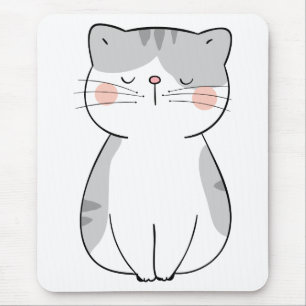 Tecknad Kitten Cute Grått White Tiger Tabby katt Musmatta