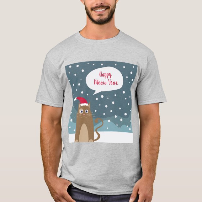 Tecknad kitten wears Tomhat i snöflingor T Shirt (Framsida)