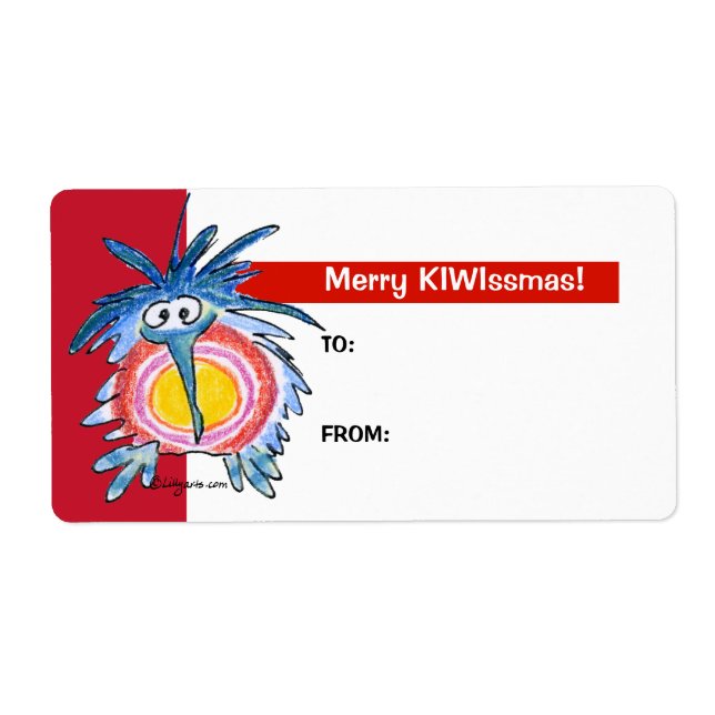 Tecknad Kiwi Bird 4 Märkre-etiketter för julklapp Fraktsedel (Framsidan)