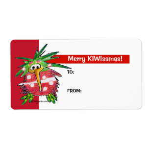 Tecknad Kiwi Bird Cute Jul Gift Märkre Labels Fraktsedel
