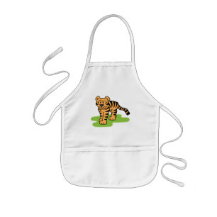 Tecknad klippbild Bengalisk tiger Stor katt med rä Barnförkläde