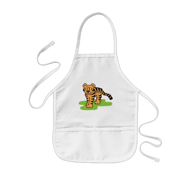Tecknad klippbild Bengalisk tiger Stor katt med rä Barnförkläde (Framsidan)
