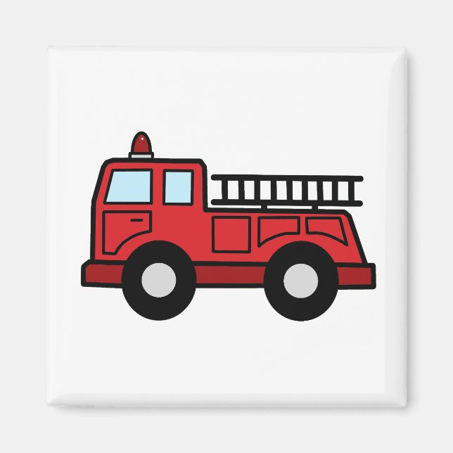 Tecknad klippbild brandbil nödfordon lastbil magnet (Framsidan)