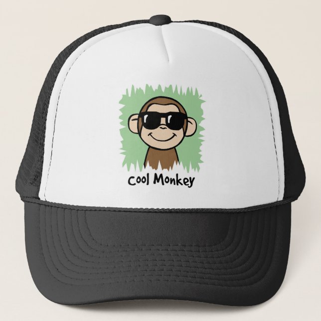 Tecknad klippbild Cool Monkey med solglasögon Truckerkeps (Framsida)