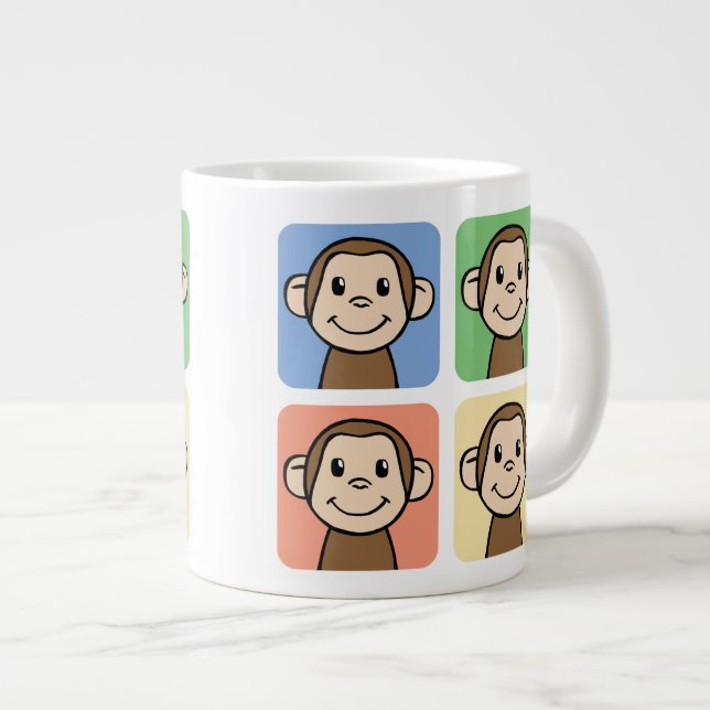 Tecknad klippbild med 4 glada apor jumbo mugg (Framsida höger)