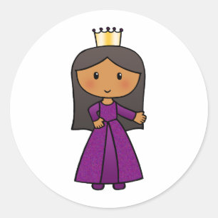 Tecknad klippbild söt prinsessa med tiara runt klistermärke