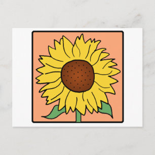 Tecknad klippbild Trädgård Sommar Solros Blomma Vykort