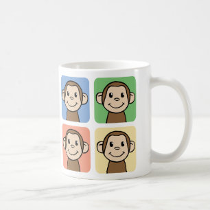 Tecknad klippkonst med 4 glada apor kaffemugg