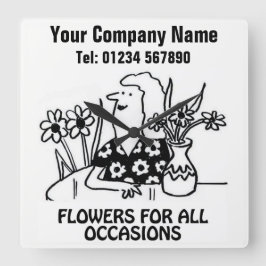 Tecknad-klocka för blommor fyrkantig klocka