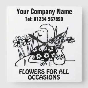 Tecknad-klocka för blommor fyrkantig klocka