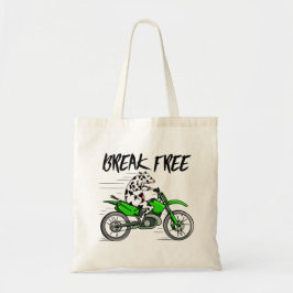 Tecknad ko som kör motorcykel tygkasse