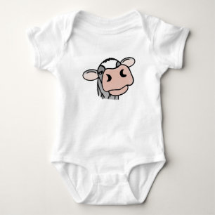 tecknad ko svartvit rosa kyss grått-husdjur t shirt