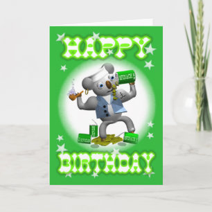 Tecknad Koala Grattis på födelsedagen Spinach Card Kort