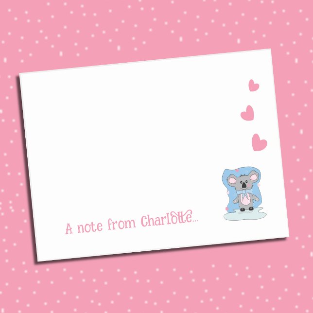 Tecknad Koala Kid Post-it Notes Block (Closeup view )