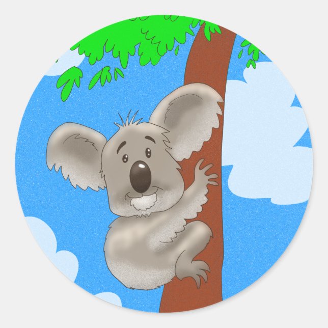 Tecknad Koala Runt Klistermärke (Framsida)
