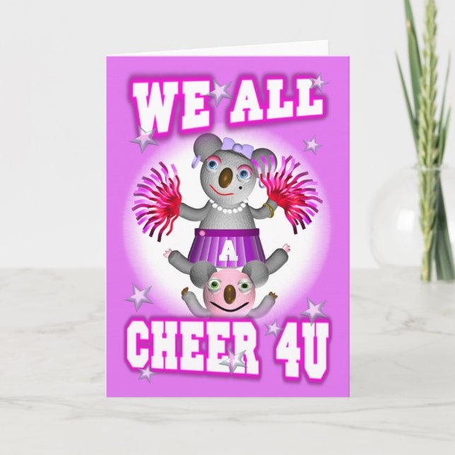 Tecknad Koala We Cheer 4U Get well Card blank Kort (Framsida)