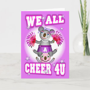 Tecknad Koala We Cheer 4U Get well Card blank Kort