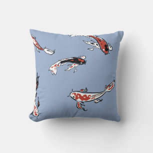Tecknad Koi Fish Blue Kudde