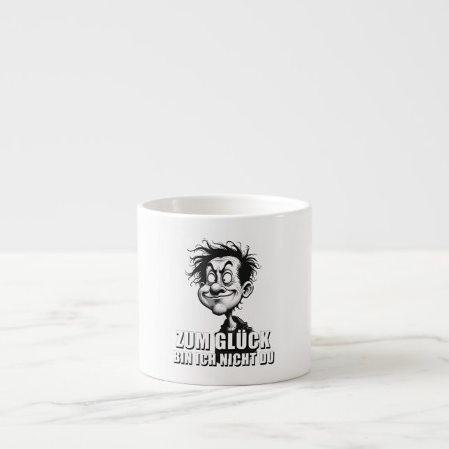 Tecknad konst med "Tack och lov..."-citat Espressomugg (Framsidan)