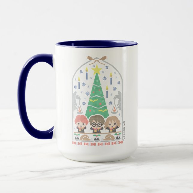 Tecknad korsstygn HOGWARTS™ Julfest Mugg (Vänster)