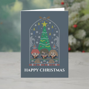 Tecknad korsstygnsbroderi HOGWARTS™ Julfest Helgkort