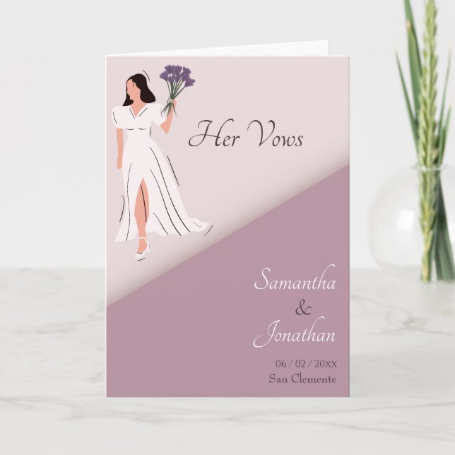 Tecknad Kort i Lila Bröllop (Framsida)