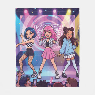 Tecknad KPop-tjejgrupp Fleecefilt
