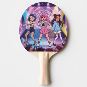 Tecknad KPop-tjejgrupp Pingisracket