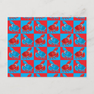 Tecknad krabbmosaik vykort