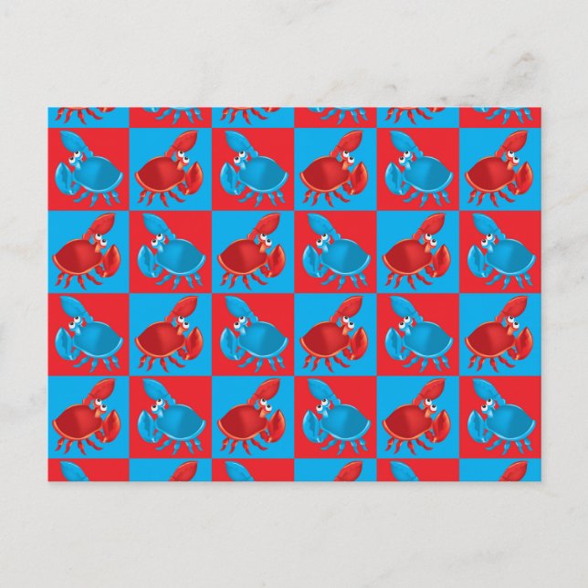 Tecknad krabbmosaik vykort (Framsida)