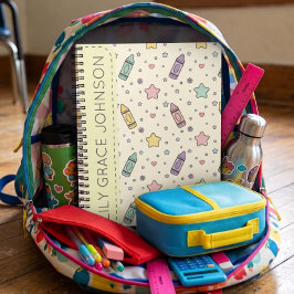 Tecknad krita tillbaka till skolan mönster anteckningsbok