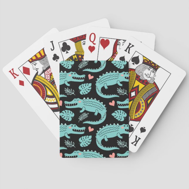 Tecknad krokodiler, söt sömlös mönster. casinokort (Baksidan)