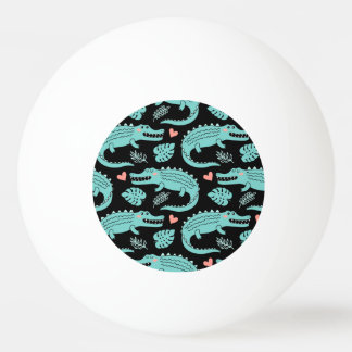 Tecknad krokodiler, söt sömlös mönster. pingisboll