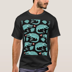 Tecknad krokodiler, söt sömlös mönster. t shirt